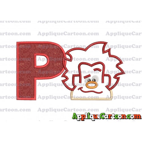 Satin Outline Wreck It Ralph Head Embroidery Design With Alphabet P