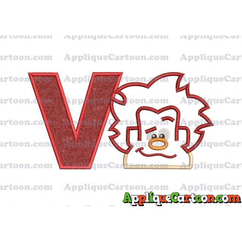 Satin Outline Wreck It Ralph Head Embroidery Design With Alphabet V