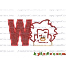 Satin Outline Wreck It Ralph Head Embroidery Design With Alphabet W