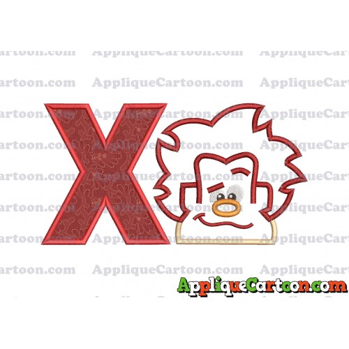 Satin Outline Wreck It Ralph Head Embroidery Design With Alphabet X