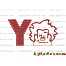 Satin Outline Wreck It Ralph Head Embroidery Design With Alphabet Y