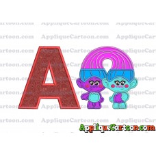 Satin and Chenille Trolls Applique Embroidery Design With Alphabet A