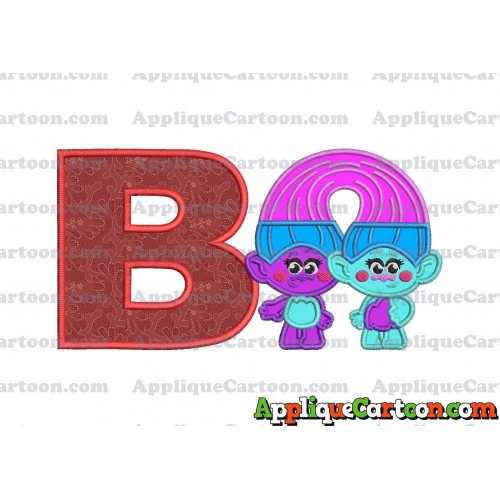 Satin and Chenille Trolls Applique Embroidery Design With Alphabet B