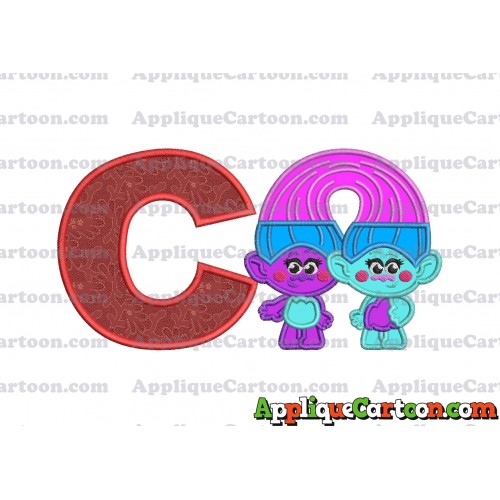 Satin and Chenille Trolls Applique Embroidery Design With Alphabet C
