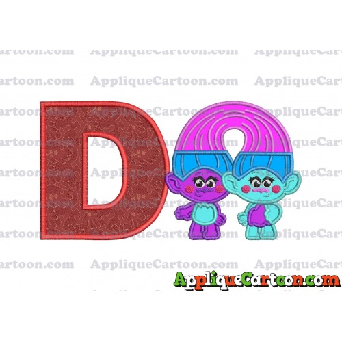 Satin and Chenille Trolls Applique Embroidery Design With Alphabet D