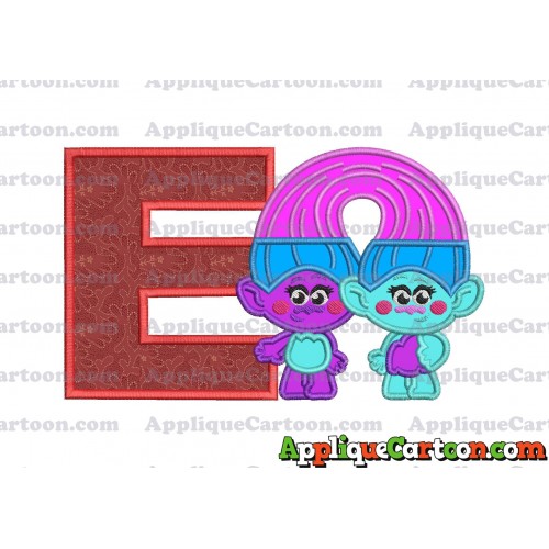 Satin and Chenille Trolls Applique Embroidery Design With Alphabet E