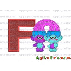 Satin and Chenille Trolls Applique Embroidery Design With Alphabet F