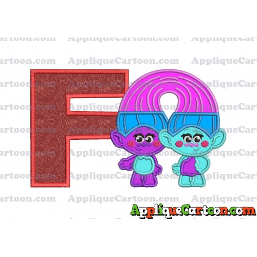 Satin and Chenille Trolls Applique Embroidery Design With Alphabet F