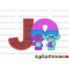 Satin and Chenille Trolls Applique Embroidery Design With Alphabet J