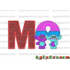Satin and Chenille Trolls Applique Embroidery Design With Alphabet M