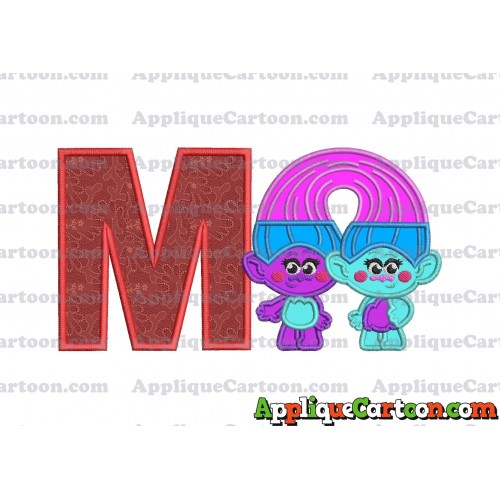 Satin and Chenille Trolls Applique Embroidery Design With Alphabet M