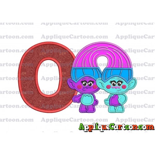 Satin and Chenille Trolls Applique Embroidery Design With Alphabet O