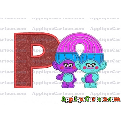 Satin and Chenille Trolls Applique Embroidery Design With Alphabet P