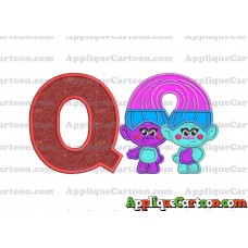 Satin and Chenille Trolls Applique Embroidery Design With Alphabet Q
