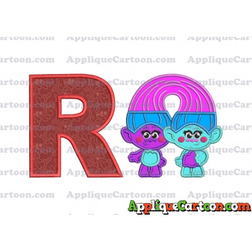 Satin and Chenille Trolls Applique Embroidery Design With Alphabet R