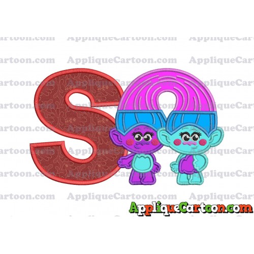 Satin and Chenille Trolls Applique Embroidery Design With Alphabet S