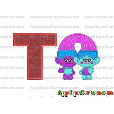Satin and Chenille Trolls Applique Embroidery Design With Alphabet T