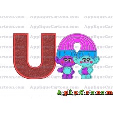Satin and Chenille Trolls Applique Embroidery Design With Alphabet U
