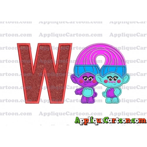 Satin and Chenille Trolls Applique Embroidery Design With Alphabet W