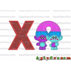 Satin and Chenille Trolls Applique Embroidery Design With Alphabet X