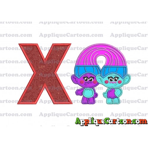 Satin and Chenille Trolls Applique Embroidery Design With Alphabet X