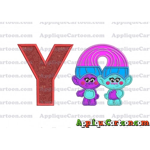 Satin and Chenille Trolls Applique Embroidery Design With Alphabet Y