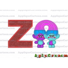 Satin and Chenille Trolls Applique Embroidery Design With Alphabet Z