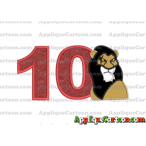 Scar The Lion King Applique Design Birthday Number 10