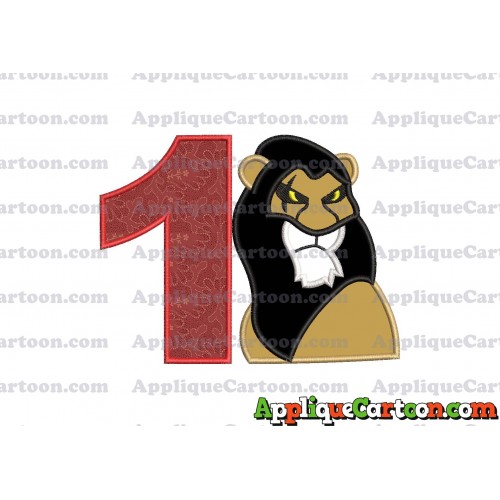 Scar The Lion King Applique Design Birthday Number 1
