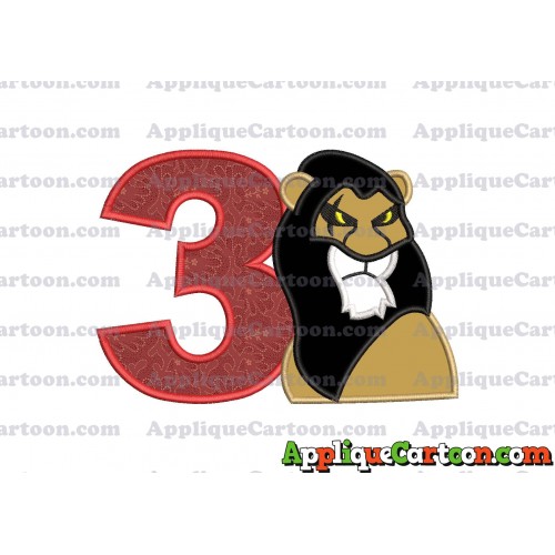 Scar The Lion King Applique Design Birthday Number 3