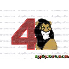 Scar The Lion King Applique Design Birthday Number 4