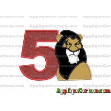 Scar The Lion King Applique Design Birthday Number 5
