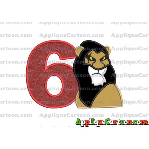 Scar The Lion King Applique Design Birthday Number 6