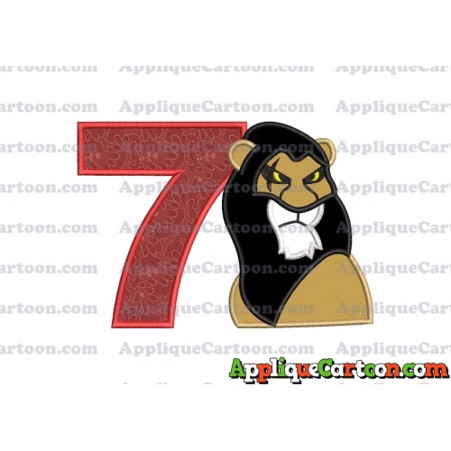 Scar The Lion King Applique Design Birthday Number 7