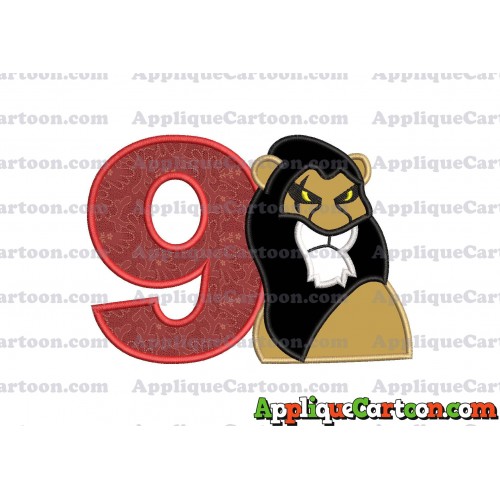 Scar The Lion King Applique Design Birthday Number 9