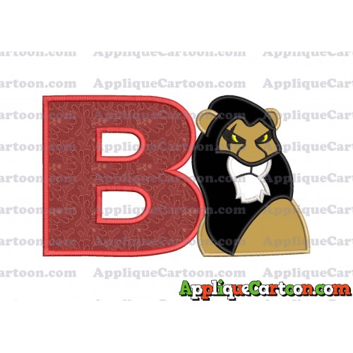 Scar The Lion King Applique Design With Alphabet B