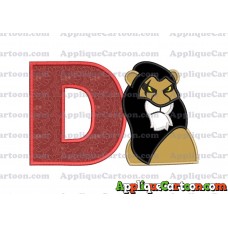 Scar The Lion King Applique Design With Alphabet D