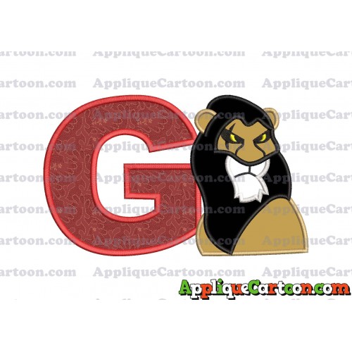 Scar The Lion King Applique Design With Alphabet G