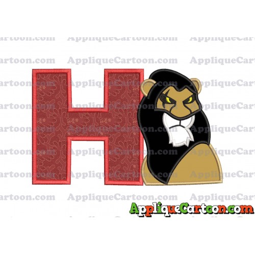 Scar The Lion King Applique Design With Alphabet H