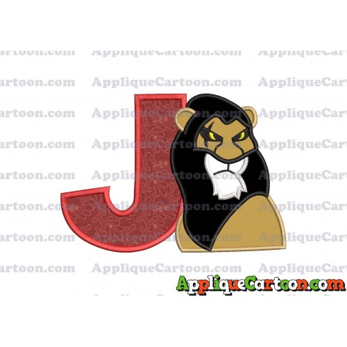 Scar The Lion King Applique Design With Alphabet J