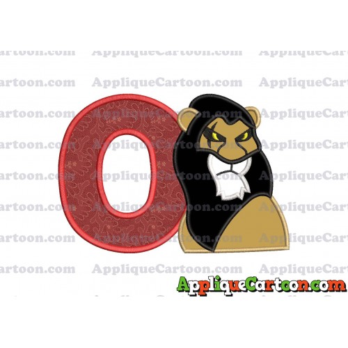 Scar The Lion King Applique Design With Alphabet O