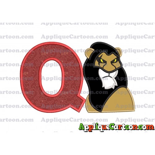 Scar The Lion King Applique Design With Alphabet Q