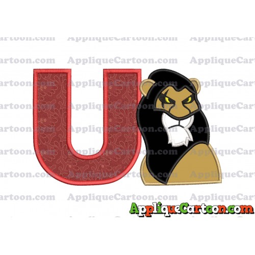 Scar The Lion King Applique Design With Alphabet U