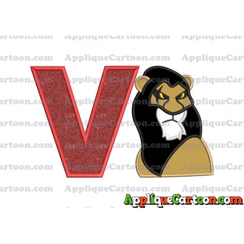 Scar The Lion King Applique Design With Alphabet V