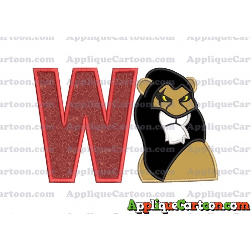 Scar The Lion King Applique Design With Alphabet W