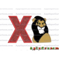 Scar The Lion King Applique Design With Alphabet X