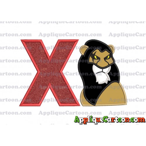 Scar The Lion King Applique Design With Alphabet X