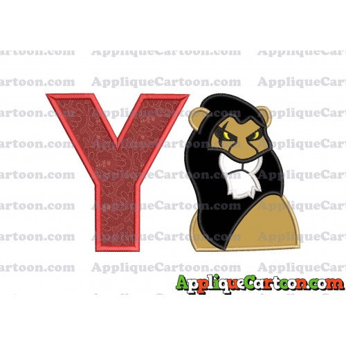 Scar The Lion King Applique Design With Alphabet Y