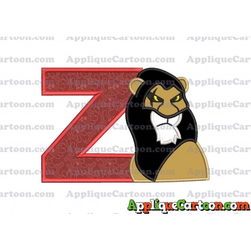 Scar The Lion King Applique Design With Alphabet Z