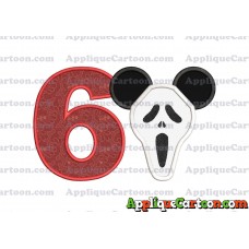 Scary Mickey Ears Applique Design Birthday Number 6